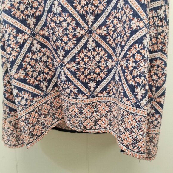 Joie XS Shirt Tank Top Blouse Shell Geometric Floral Diamond Silk Orange Blue - Picture 5 of 6